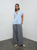 Wardrobe Light Blue Crinkle-Textured Blouse