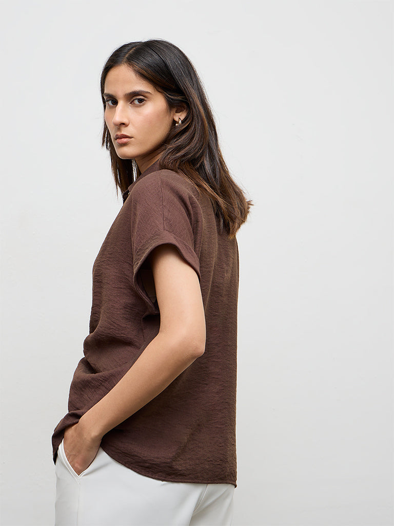 Wardrobe Dark Brown Knot-Detail Blouse