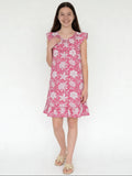 Utsa Kids Girls Pink Floral Flared Cotton Dress - (8-14 yrs)