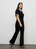 Gia Black Solid High-Rise Trousers