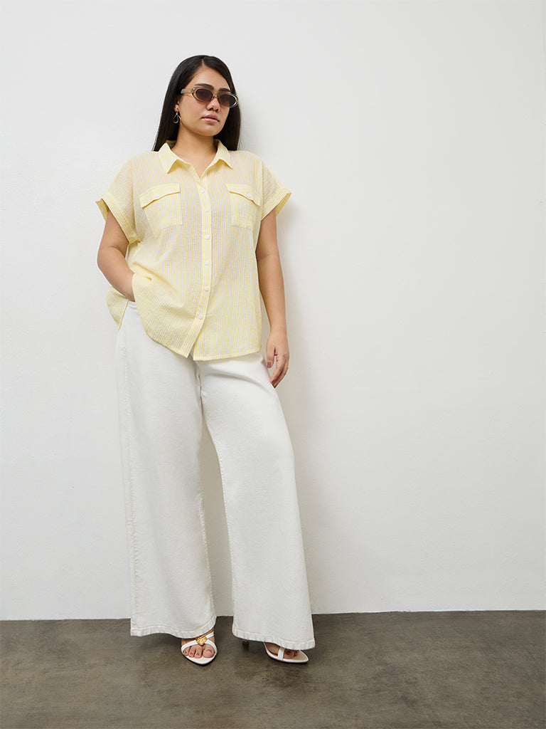 Gia Yellow Striped Cotton Shirt