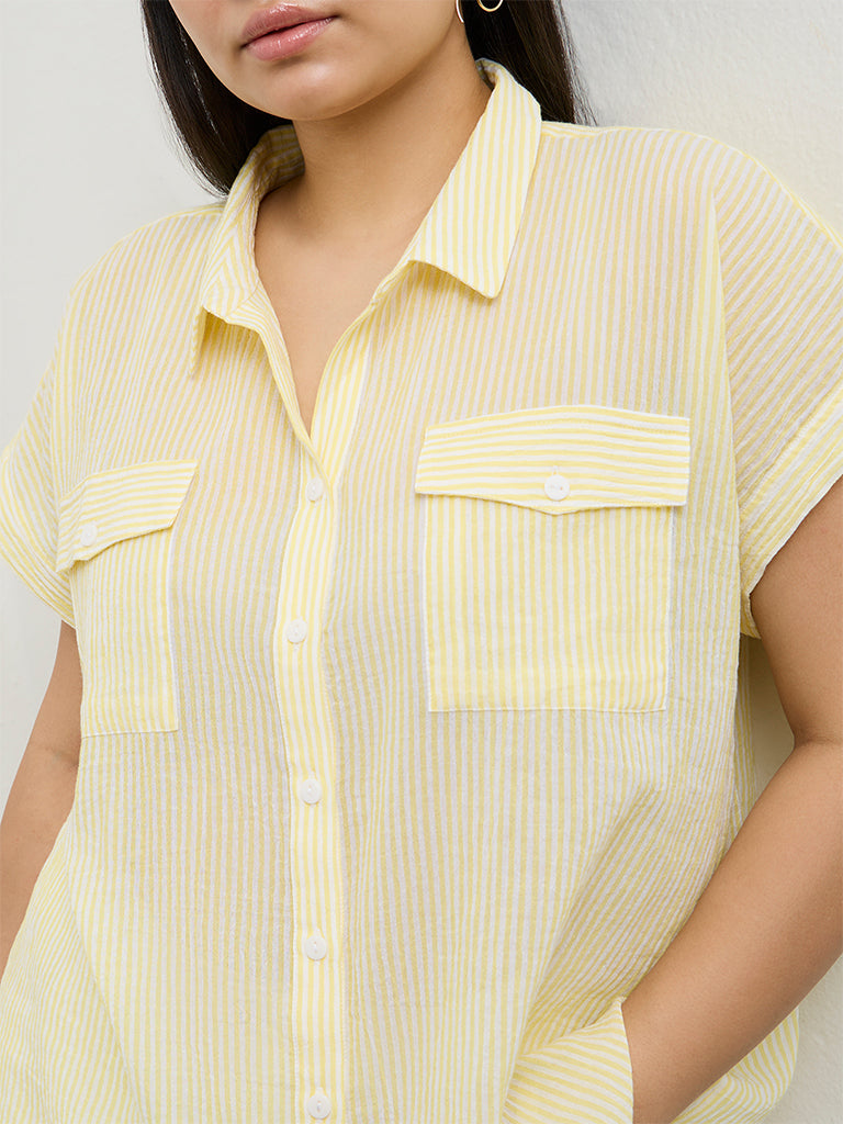 Gia Yellow Striped Cotton Shirt