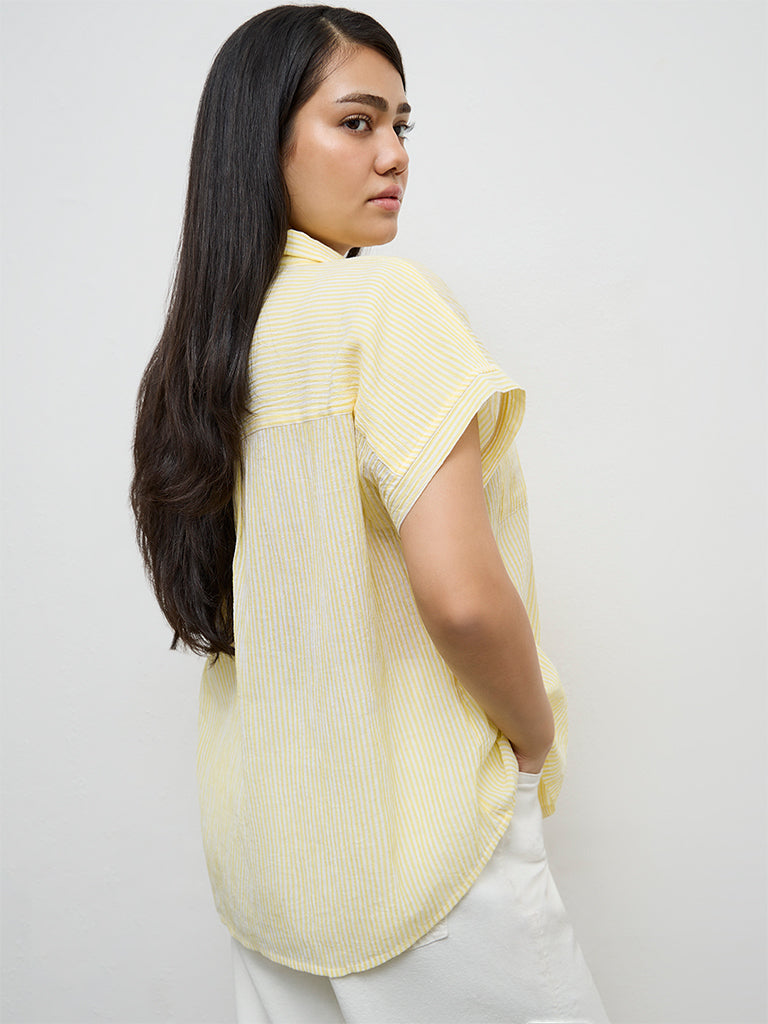 Gia Yellow Striped Cotton Shirt