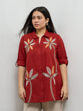 Gia Rust Floral Cotton Embroidered Blouse