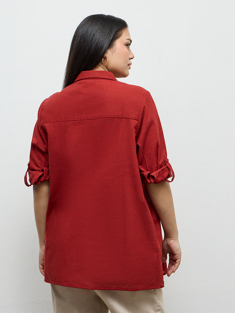 Gia Rust Floral Cotton Embroidered Blouse