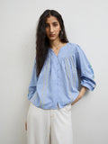 Bombay Paisley Blue Embroidered Cotton Top