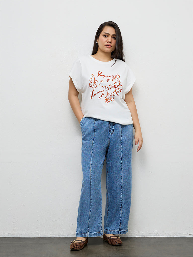 Gia Blue Mid-Rise Denim Trousers