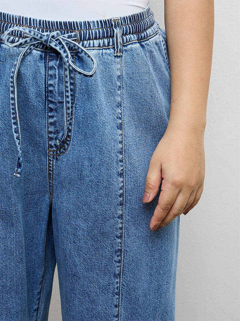 Gia Blue Mid-Rise Denim Trousers