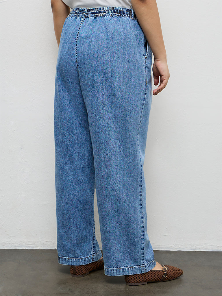 Gia Blue Mid-Rise Denim Trousers