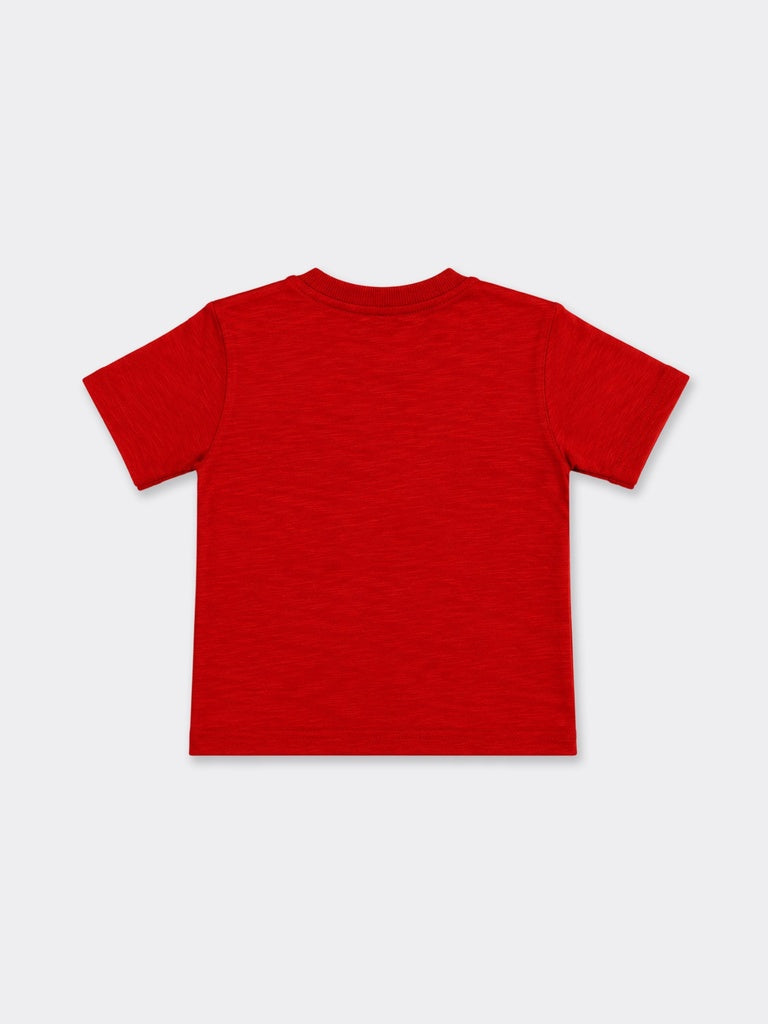 HOP Kids Boys Red Graphic Design Cotton T-Shirt