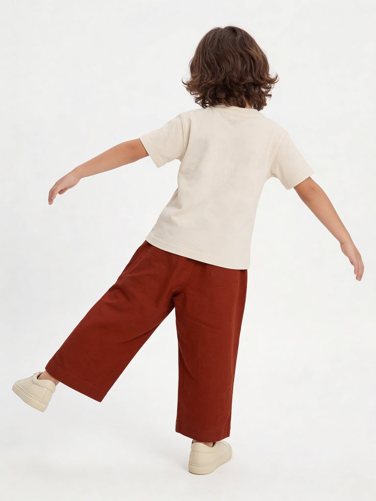 HOP Kids Boys Off-White Printed Cotton T-Shirt