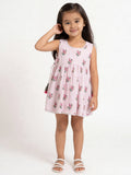 Utsa Kids Girls White Floral Printed Fit and Flare Top - (2-8 yrs)