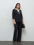 Gia Black Solid Cotton Blouse