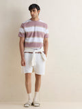 WES Lounge Pink Striped Relaxed-Fit Cotton-Blend T-Shirt