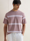 WES Lounge Pink Striped Relaxed-Fit Cotton-Blend T-Shirt