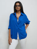 LOV Blue Seersucker-Textured Cotton Shirt