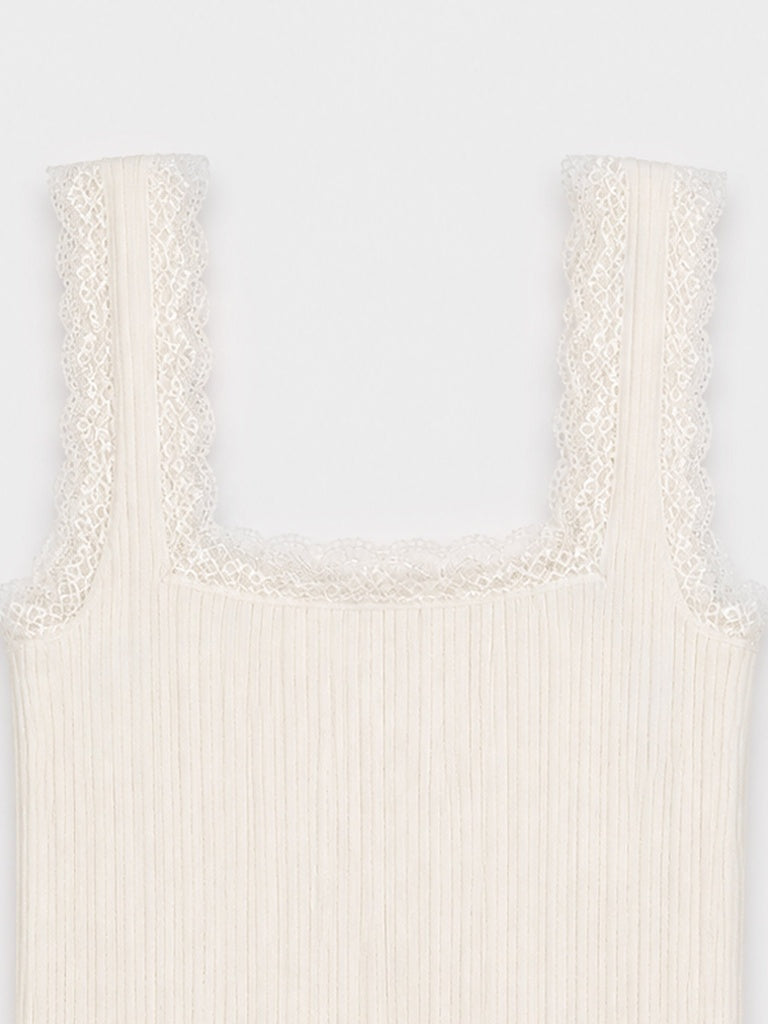 LOV Off-White Lace-Detailed Top