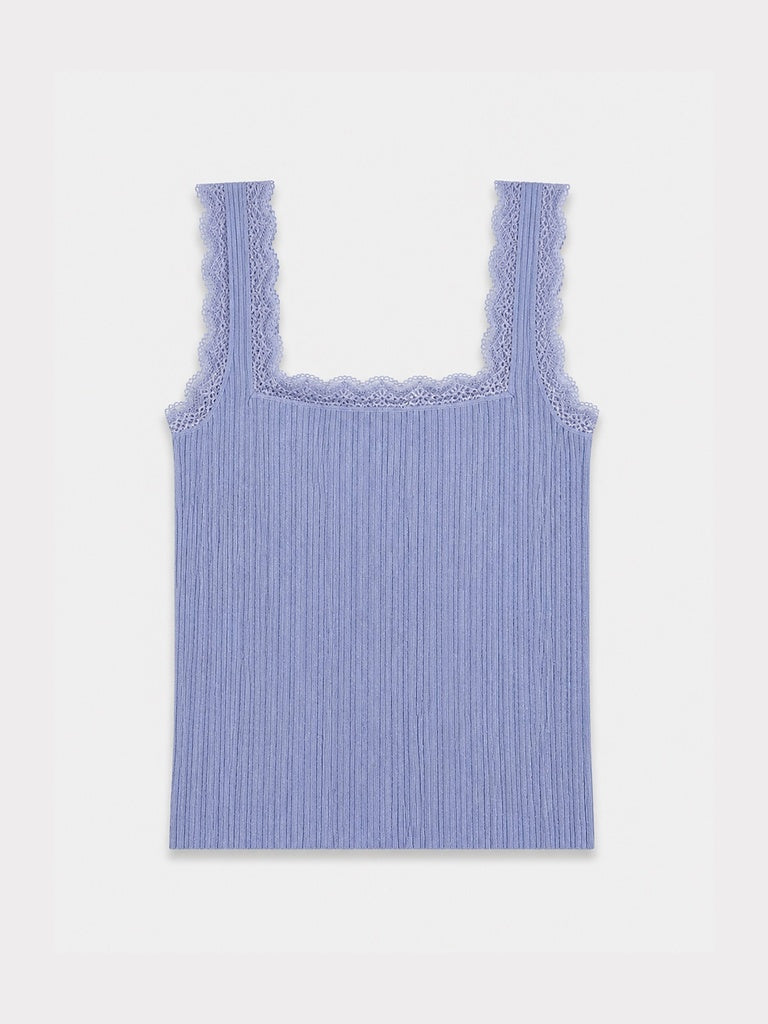 LOV Light Blue Lace-Detailed Top
