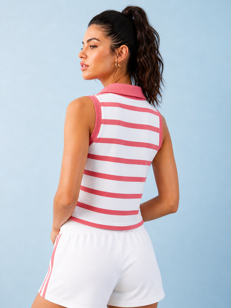 Nuoflexx White Striped Cotton-Blend Top