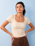 Nuoflexx Cream Ribbed Top