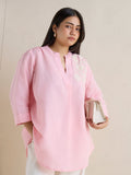 Diza Pink Floral Embroidered Cotton-Blend Tunic