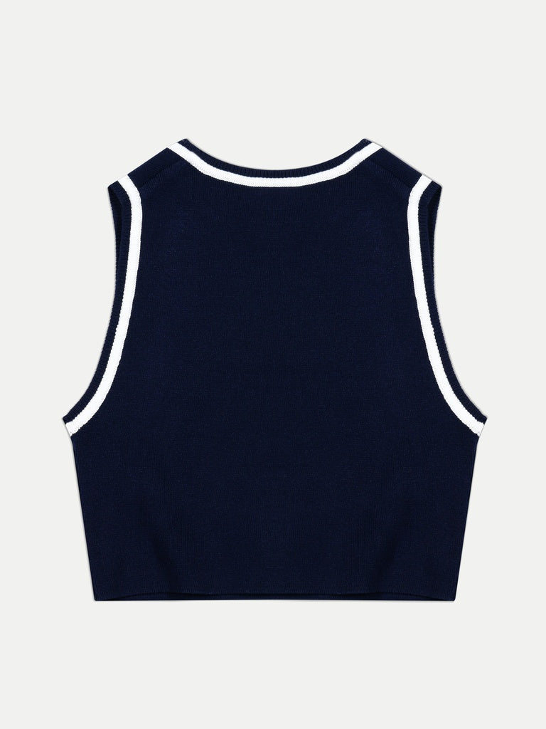 Nuon Navy Contrast-Detailed Top