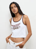 Nuon White Text Printed Cotton-Blend Top