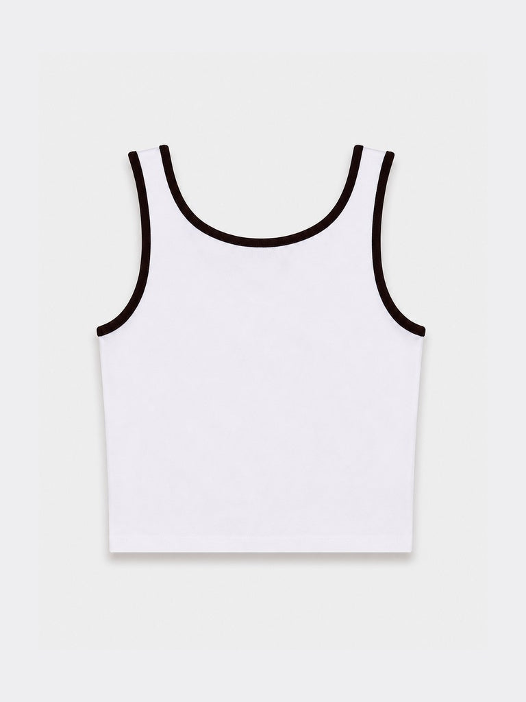 Nuon White Text Printed Cotton-Blend Top