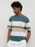 WES Lounge Multicolor Stripe-Printed Relaxed-Fit Cotton T-Shirt