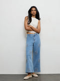LOV Light Blue Floral Embroidered Low-Rise Jeans