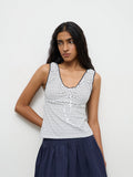 Nuon Navy Heart Printed Cotton-Blend Top