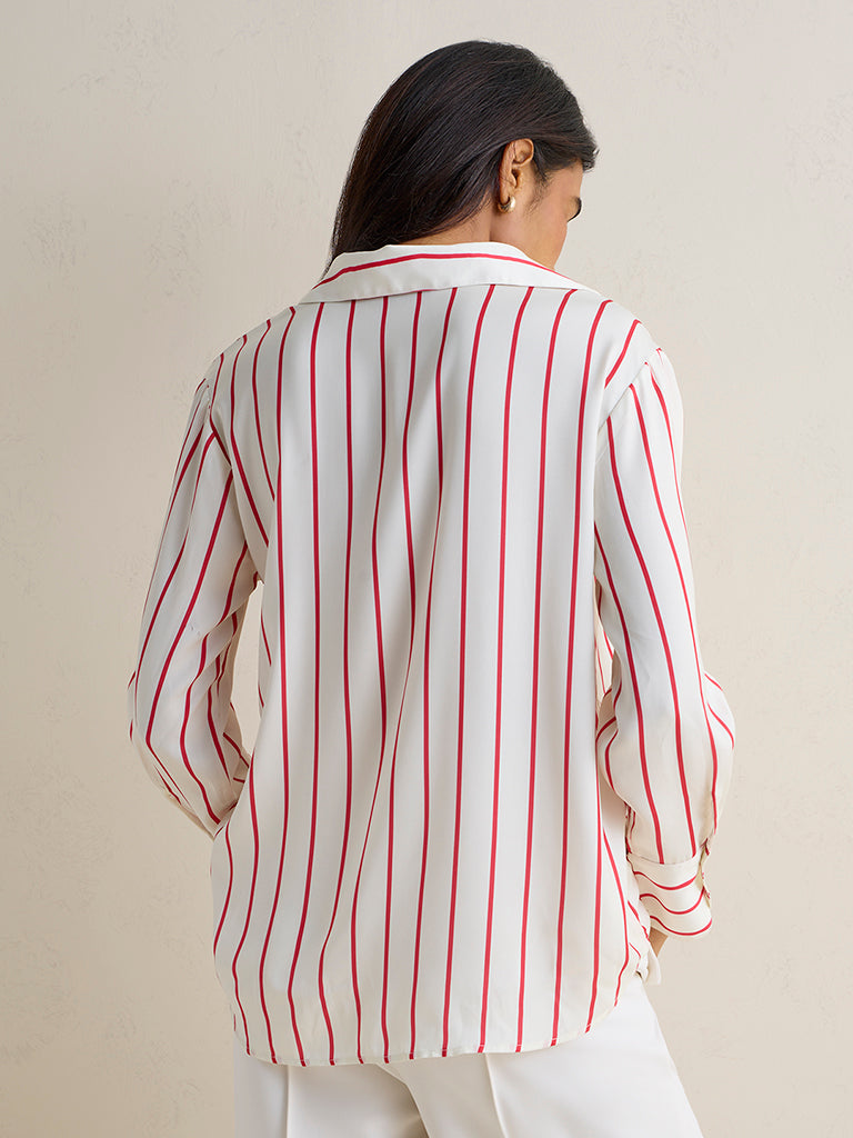 Wardrobe Ivory Striped Satin Shirt
