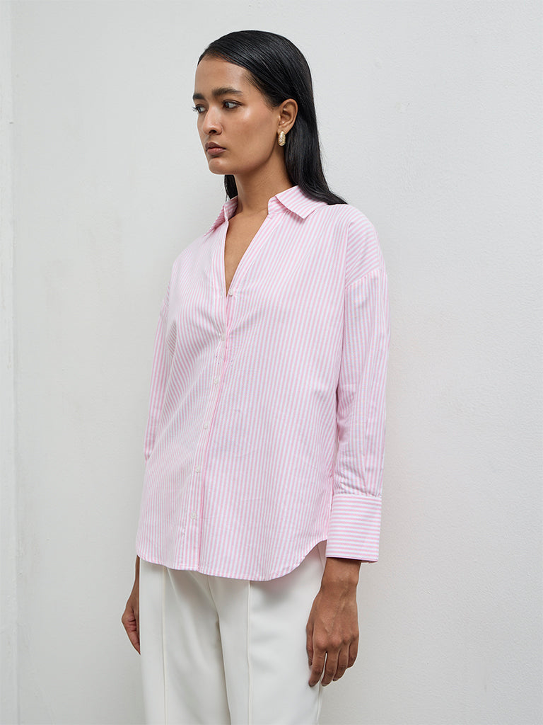 Wardrobe Pink Striped Cotton Shirt
