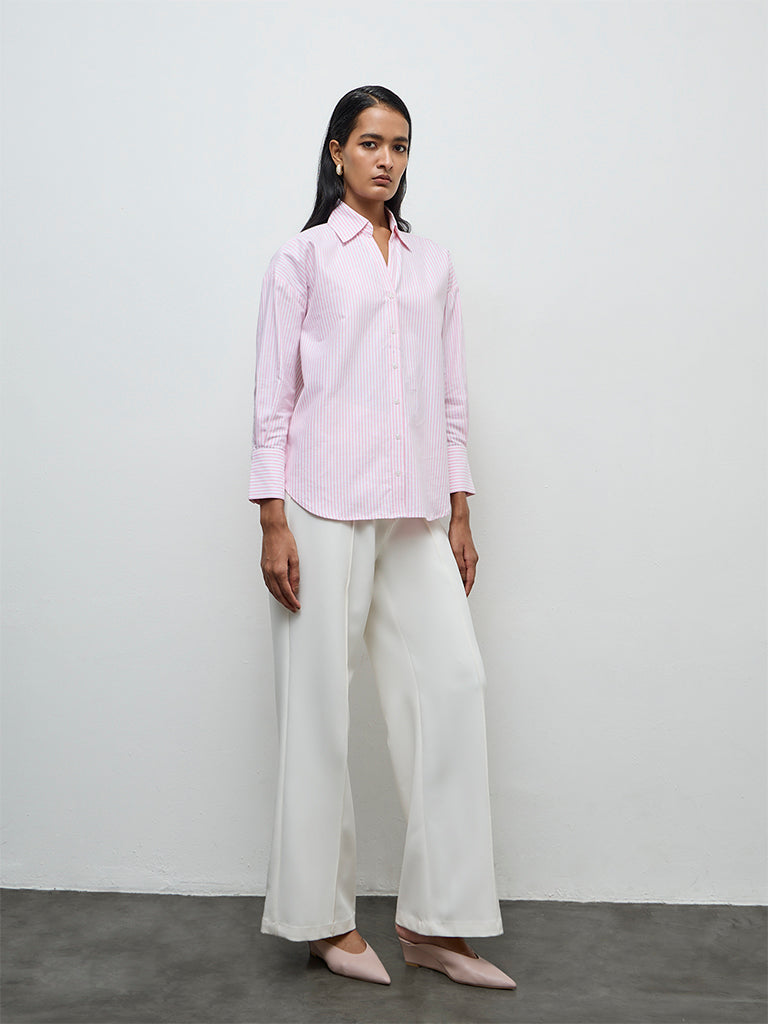 Wardrobe Pink Striped Cotton Shirt