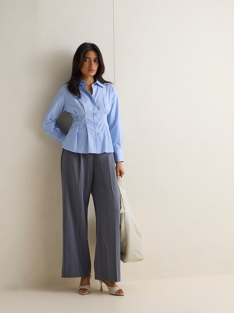 Wardrobe Blue Solid Shirt