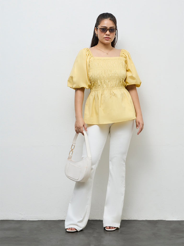 Gia Yellow Smocked Blouse