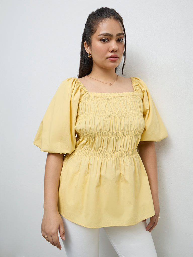Gia Yellow Smocked Blouse