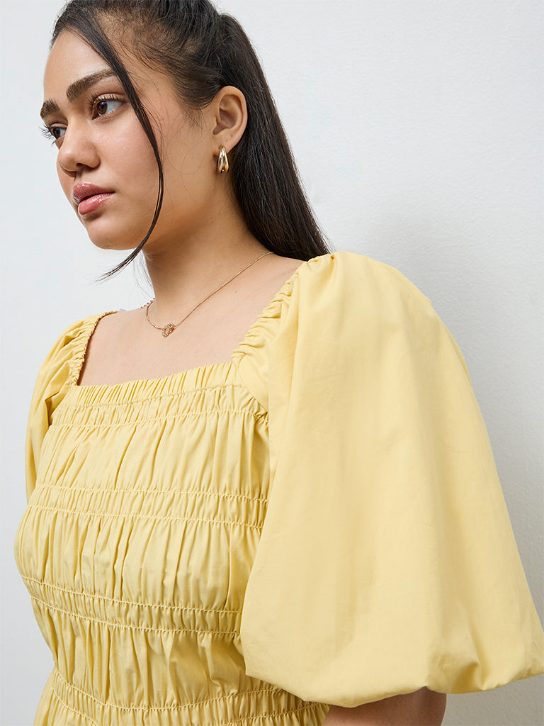 Gia Yellow Smocked Blouse