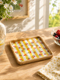 Westside Home Yellow Printed Small Wooden Tray