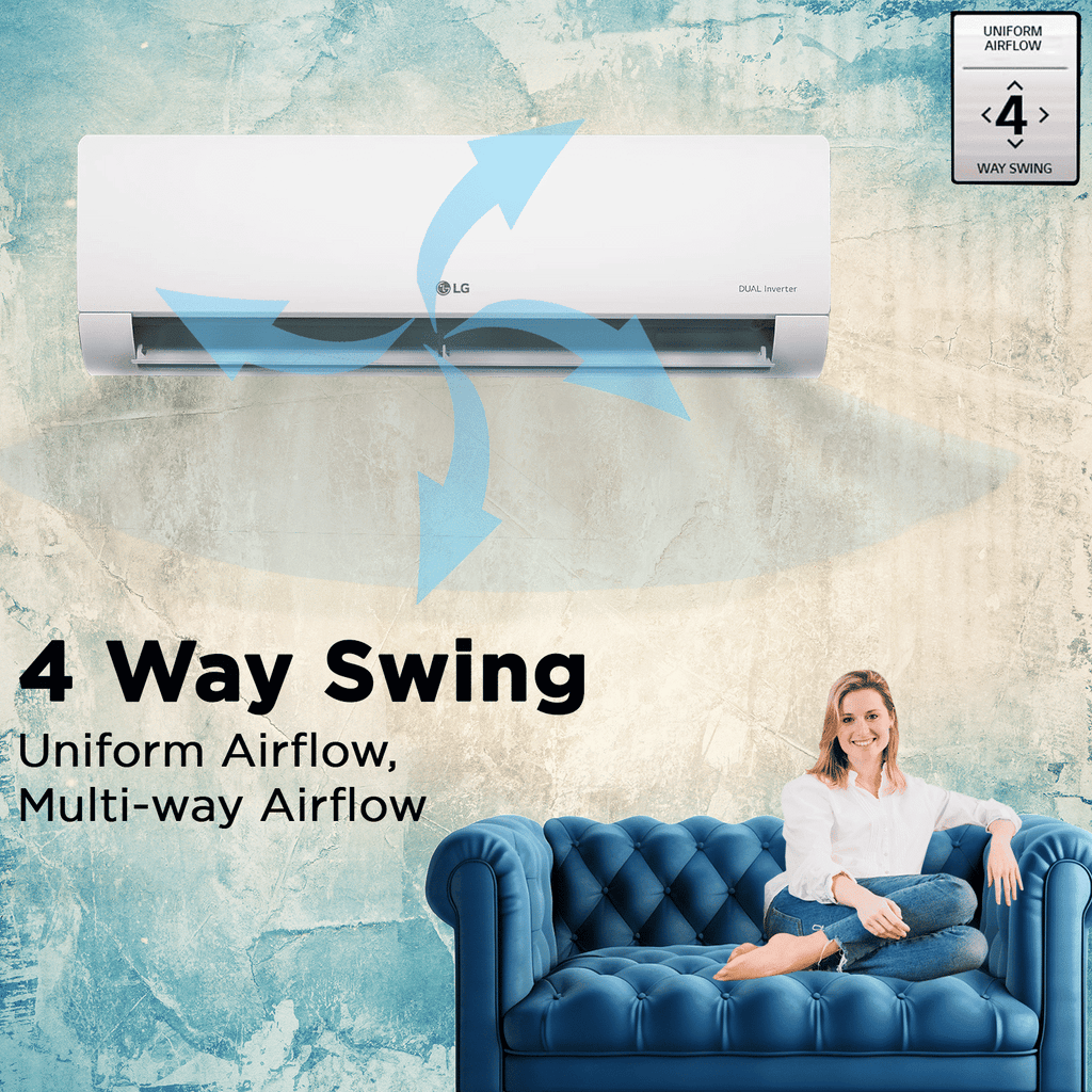 LG TS 6 in 1 Convertible 1.5 Ton 5 Star Dual Inverter Split AC with AI Technology (Copper Condenser, TS-Q19ANZE.AMLG)