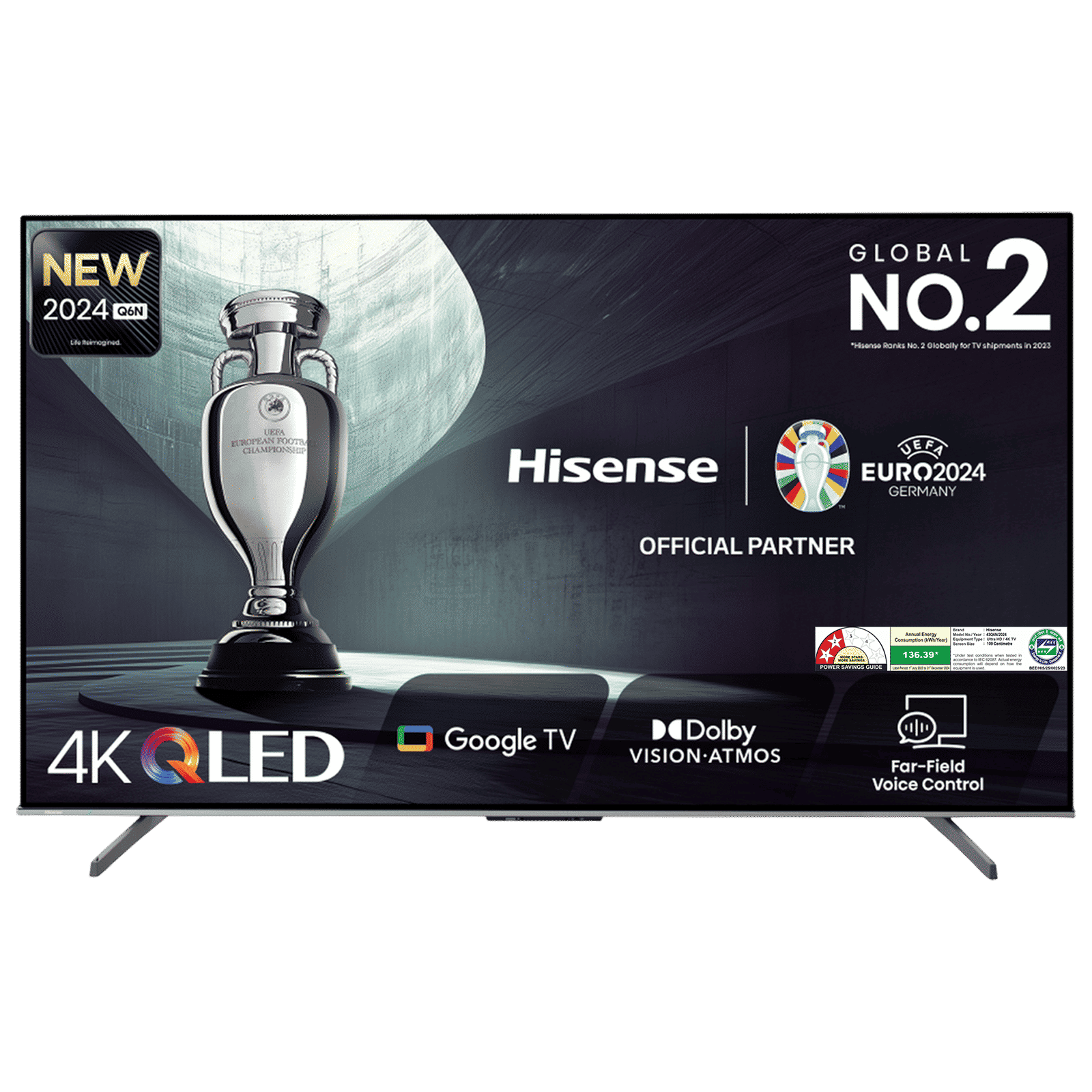 Hisense Q6N 109.22 cm (43 inch) QLED 4K Ultra HD Smart Google TV with 4K AI Upscaler (2024 model)