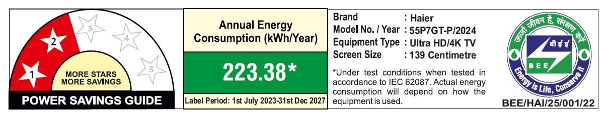 Haier P7 Series 140 cm (55 inch) 4K Ultra HD LED Smart Google TV with Dolby Vision & Dolby Atmos (2024 model)