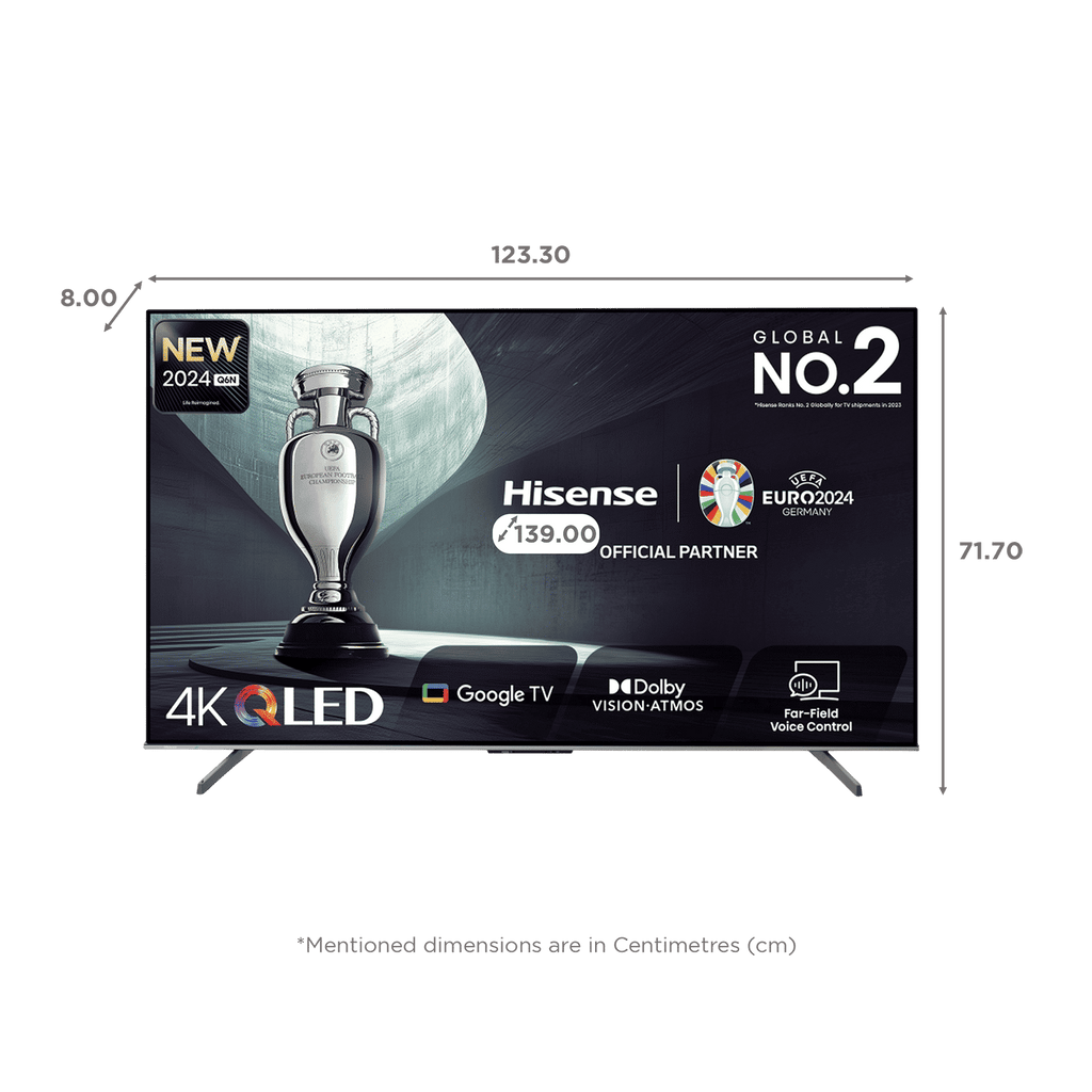 Hisense Q6N 139 cm (55 inch) QLED 4K Ultra HD Google TV with Dolby Vision & Dolby Atmos (2024 model)