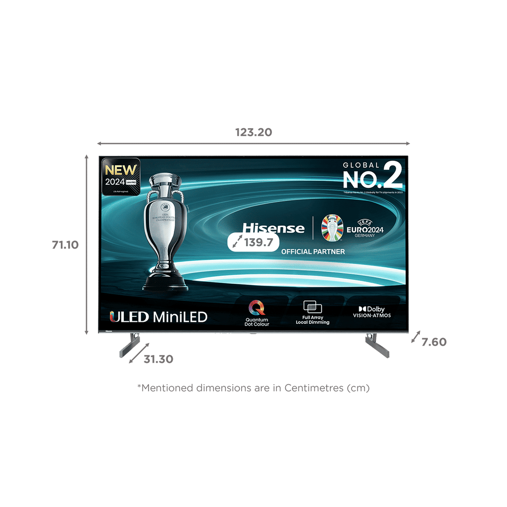 Hisense U6N Pro 139.7 cm (55 inch) 4K Ultra HD Mini LED Smart VIDAA TV with Dolby Vision & Dolby Atmos (2024 model)