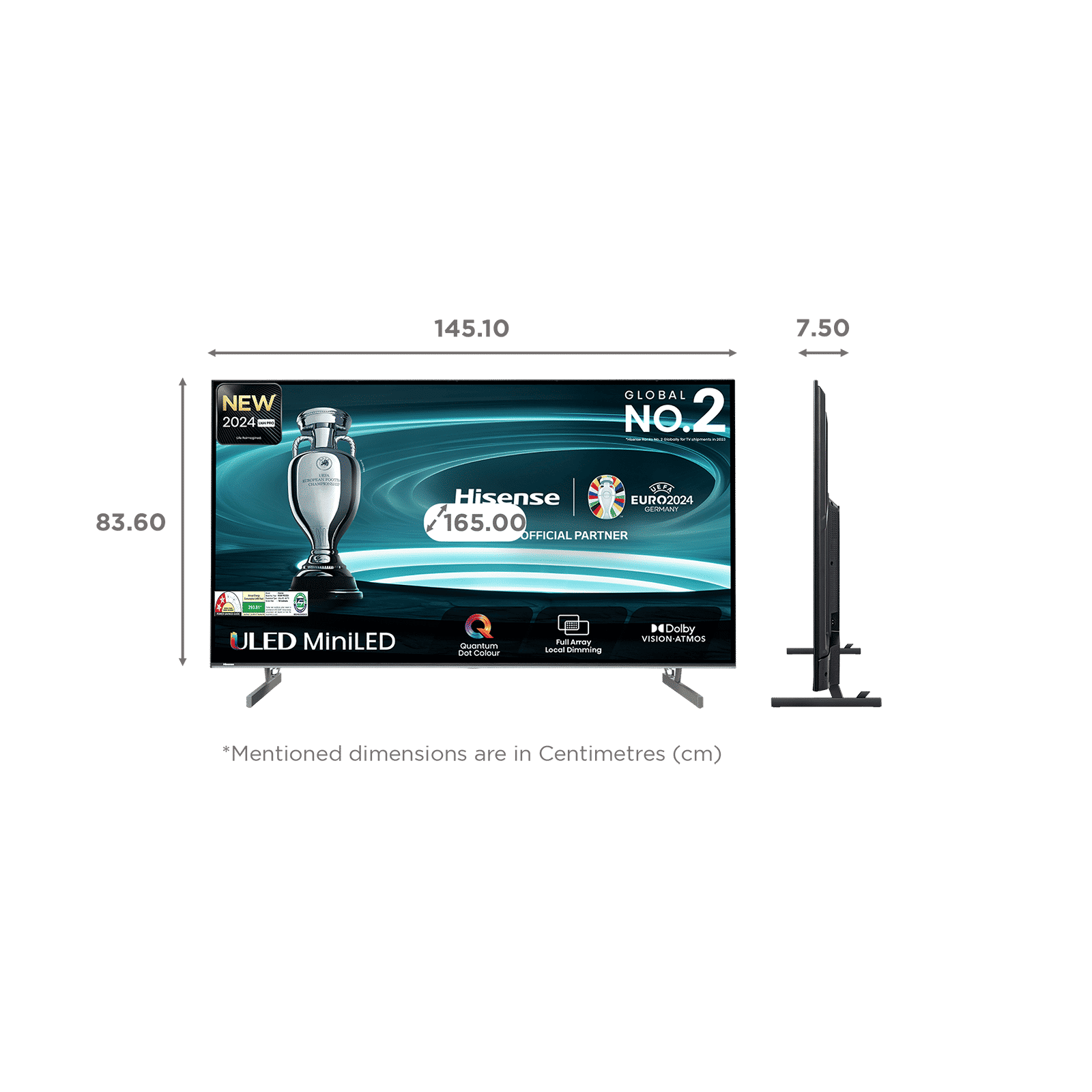 Hisense U6N Pro 165.1 cm (65 inch) 4K Ultra HD Mini LED Smart VIDAA TV with Dolby Vision & Dolby Atmos (2024 model)