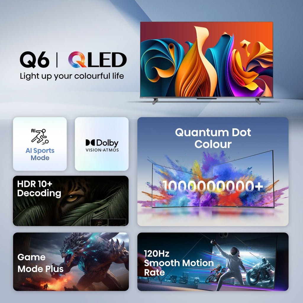 Hisense Q6N 165.1 cm (65 inch) QLED 4K Ultra HD Smart Google TV with 4K AI Upscaler (2024 model)