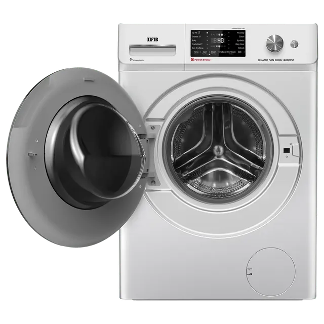 IFB 8 Kg 5 Star Powered by AI with 9 Swirl Wash, WiFi, Fully Automatic Front Load Washing Machine (Senator SXN 8014, Steam Refresh Program with Eco Inverter, Rich Silver)(Touched Up)