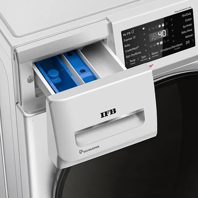 IFB 8 Kg 5 Star Powered by AI with 9 Swirl Wash, WiFi, Fully Automatic Front Load Washing Machine (Senator SXN 8014, Steam Refresh Program with Eco Inverter, Rich Silver)(Touched Up)