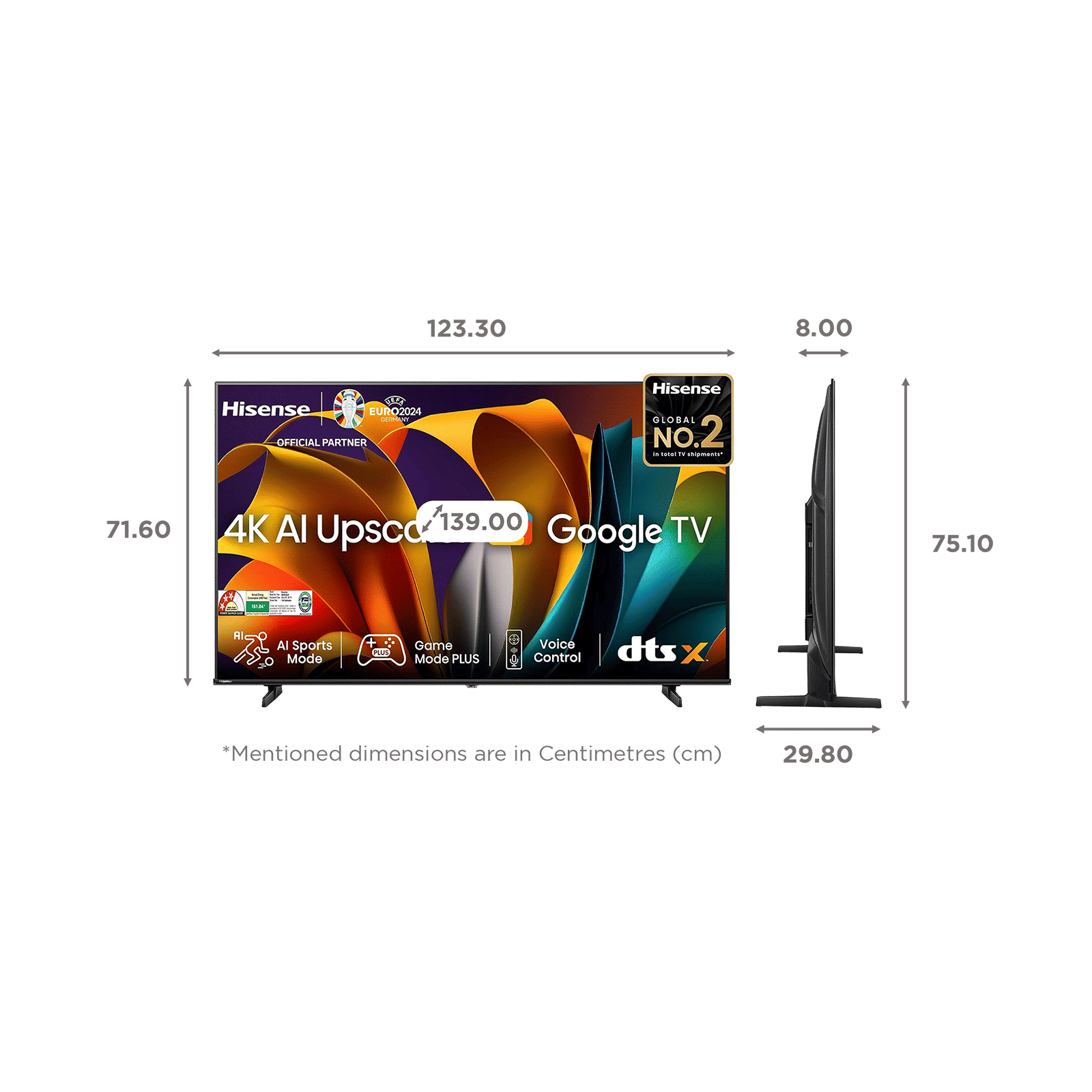 Hisense E6N 139 cm (55 inch) 4K Ultra HD LED Google TV with 4K AI Upscaler (2024 model)