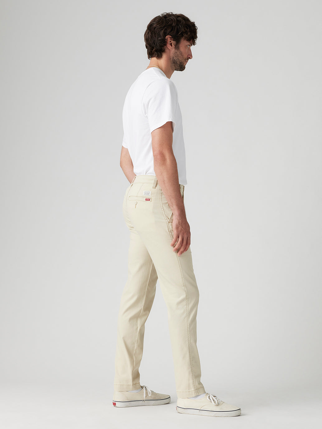 Men's Cream Regular Fit Chinos